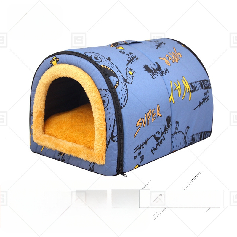 Cuib de pisici de dimensiuni mici și mijlocii, detașabil și lavabil, îngroșat, cald, semi-închis, detașabil și lavabil, cu dublă utilizare, cuib de animale de companie universale pentru patru anotimpuri