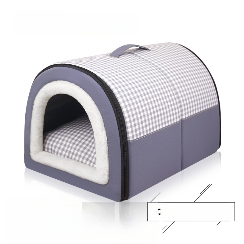 Cuib de pisici de dimensiuni mici și mijlocii, detașabil și lavabil, îngroșat, cald, semi-închis, detașabil și lavabil, cu dublă utilizare, cuib de animale de companie universale pentru patru anotimpuri