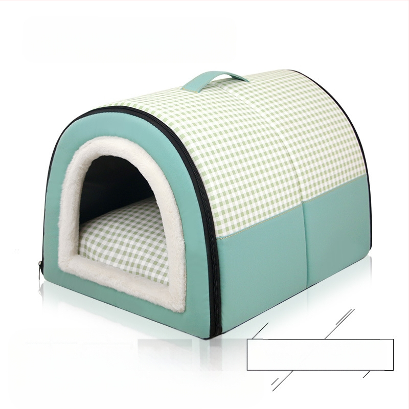 Cuib de pisici de dimensiuni mici și mijlocii, detașabil și lavabil, îngroșat, cald, semi-închis, detașabil și lavabil, cu dublă utilizare, cuib de animale de companie universale pentru patru anotimpuri