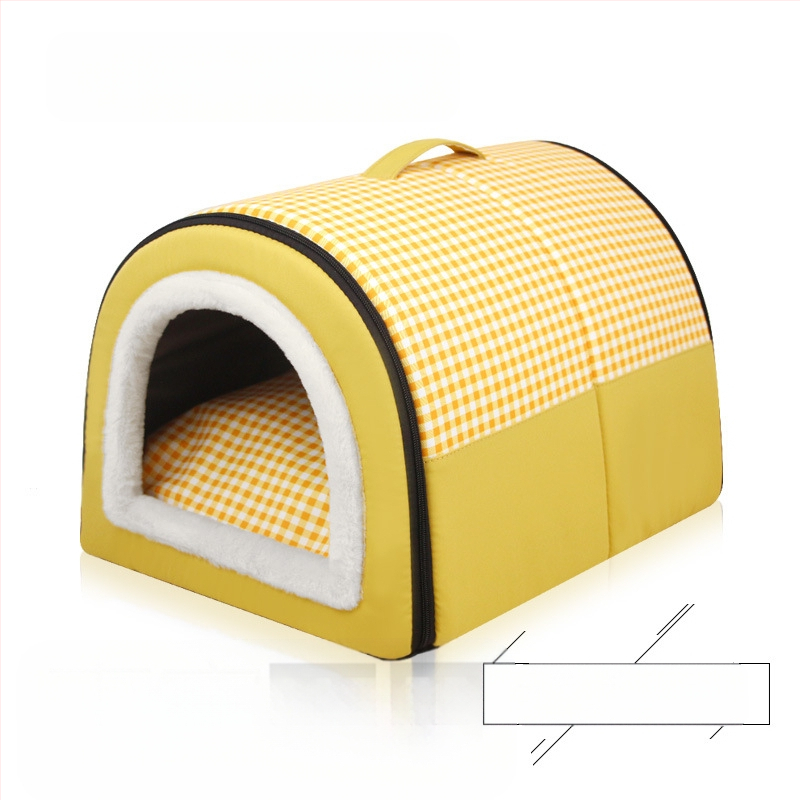 Cuib de pisici de dimensiuni mici și mijlocii, detașabil și lavabil, îngroșat, cald, semi-închis, detașabil și lavabil, cu dublă utilizare, cuib de animale de companie universale pentru patru anotimpuri