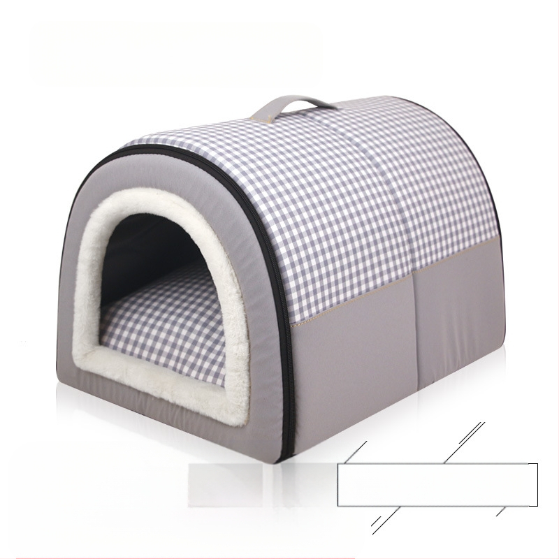 Cuib de pisici de dimensiuni mici și mijlocii, detașabil și lavabil, îngroșat, cald, semi-închis, detașabil și lavabil, cu dublă utilizare, cuib de animale de companie universale pentru patru anotimpuri