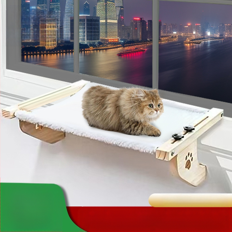 Хамак за котки, странично легло за котки, висящо котешко гнездо, висящо легло, перваз на прозореца, хамак за котки, стойка за прозорец, домашен любимец, слънце за котки