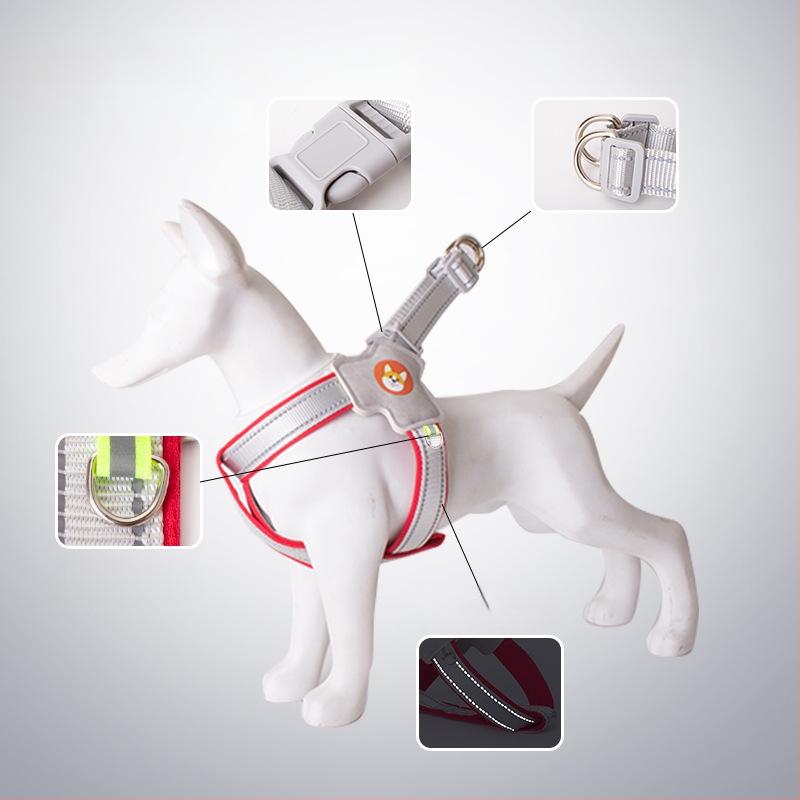 Γιλέκο με σχοινί έλξης για σκύλους, ιμάντας στήθους για κατοικίδια, σχοινί περπατήματος για σκύλους, Chai για σκύλους, Corgi, αντανακλαστικό, αντιεκρηκτικό, σχοινί περπατήματος για σκύλους, πλάτη