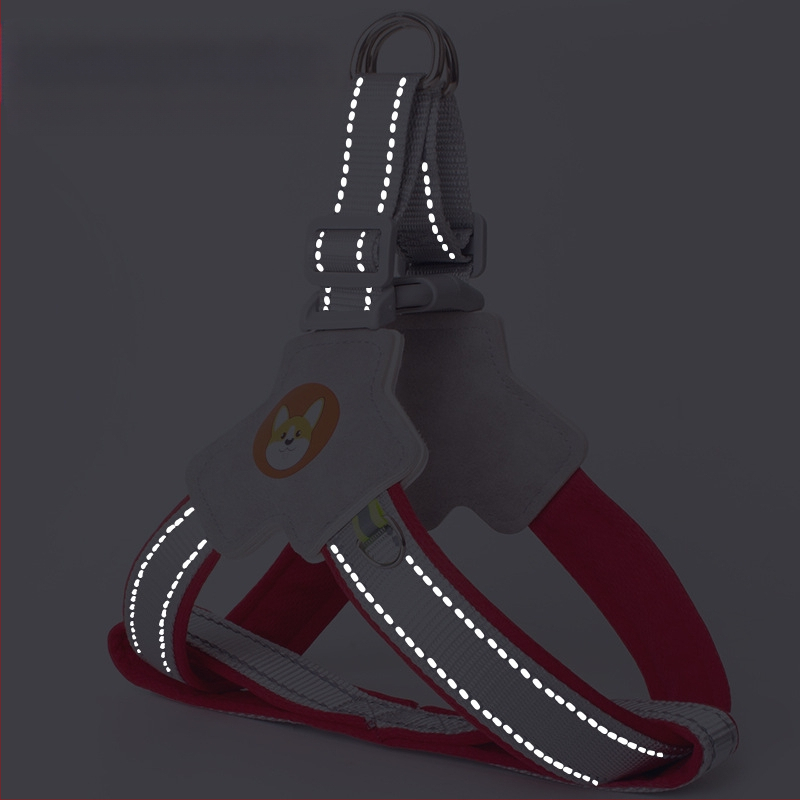 Γιλέκο με σχοινί έλξης για σκύλους, ιμάντας στήθους για κατοικίδια, σχοινί περπατήματος για σκύλους, Chai για σκύλους, Corgi, αντανακλαστικό, αντιεκρηκτικό, σχοινί περπατήματος για σκύλους, πλάτη