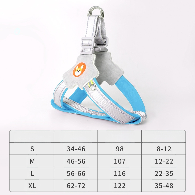 Γιλέκο με σχοινί έλξης για σκύλους, ιμάντας στήθους για κατοικίδια, σχοινί περπατήματος για σκύλους, Chai για σκύλους, Corgi, αντανακλαστικό, αντιεκρηκτικό, σχοινί περπατήματος για σκύλους, πλάτη