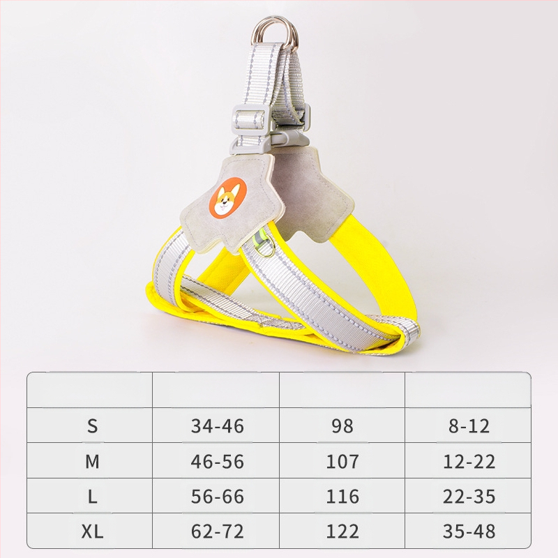 Γιλέκο με σχοινί έλξης για σκύλους, ιμάντας στήθους για κατοικίδια, σχοινί περπατήματος για σκύλους, Chai για σκύλους, Corgi, αντανακλαστικό, αντιεκρηκτικό, σχοινί περπατήματος για σκύλους, πλάτη