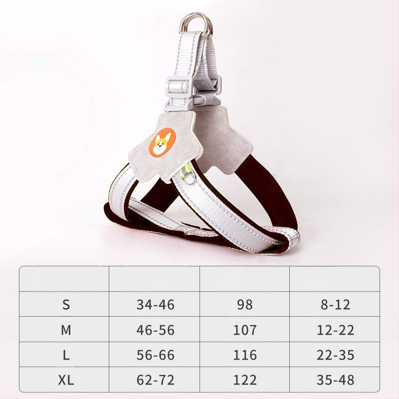 Γιλέκο με σχοινί έλξης για σκύλους, ιμάντας στήθους για κατοικίδια, σχοινί περπατήματος για σκύλους, Chai για σκύλους, Corgi, αντανακλαστικό, αντιεκρηκτικό, σχοινί περπατήματος για σκύλους, πλάτη