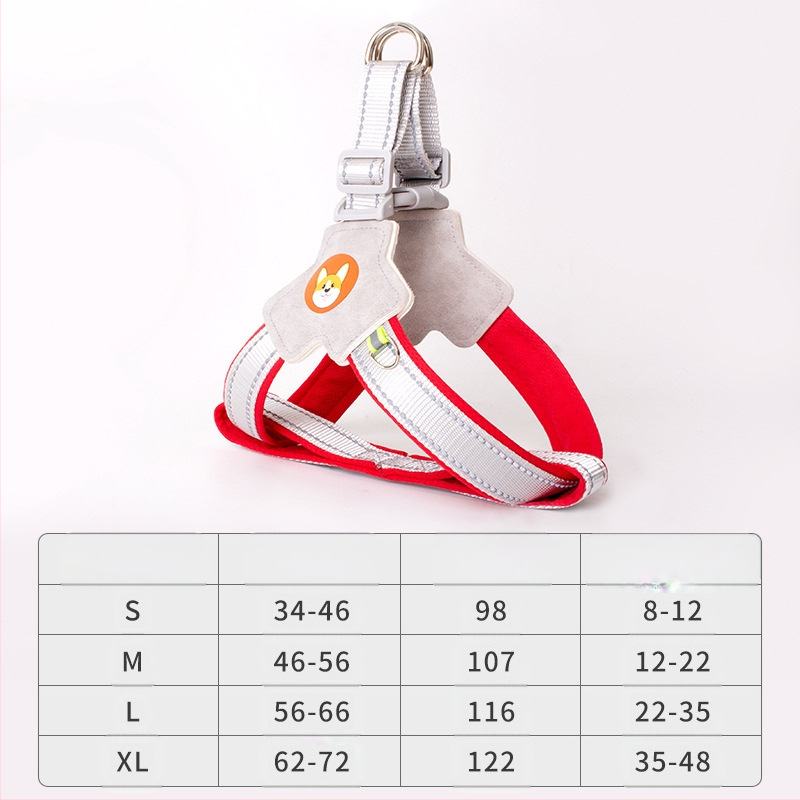 Γιλέκο με σχοινί έλξης για σκύλους, ιμάντας στήθους για κατοικίδια, σχοινί περπατήματος για σκύλους, Chai για σκύλους, Corgi, αντανακλαστικό, αντιεκρηκτικό, σχοινί περπατήματος για σκύλους, πλάτη