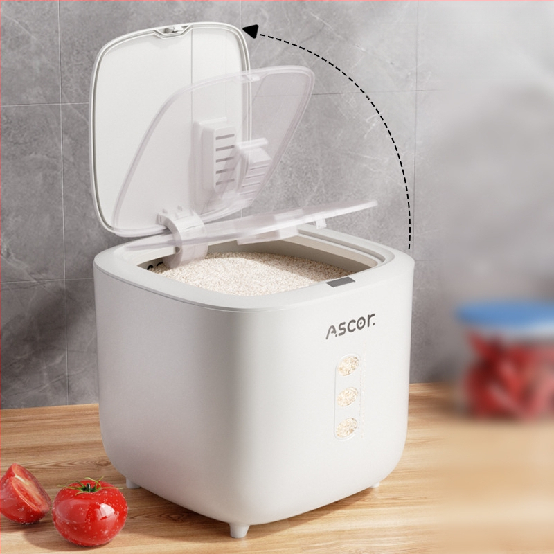 Ryžių kibiras, buitinis, sandarus, nuo vabzdžių ir drėgmei atsparus, 10 kg, stilingas maistinių miltų laikymo bakas, ryžių cilindrinė dėžė, ryžių makaronų laikymas