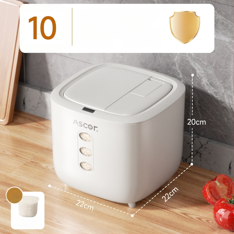 Ryžių kibiras, buitinis, sandarus, nuo vabzdžių ir drėgmei atsparus, 10 kg, stilingas maistinių miltų laikymo bakas, ryžių cilindrinė dėžė, ryžių makaronų laikymas