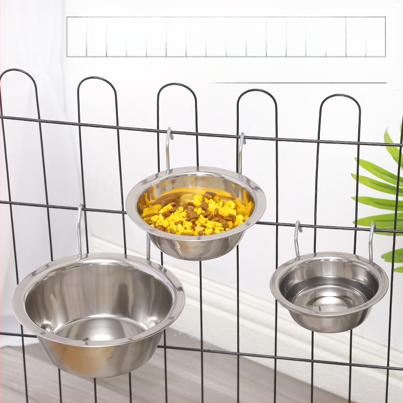 Spot en-gros nou cușcă pentru câini pentru animale de companie, bol suspendat din oțel inoxidabil pentru câini, un singur bol, ustensile pentru hrană pentru animale de companie, ustensile pentru apă