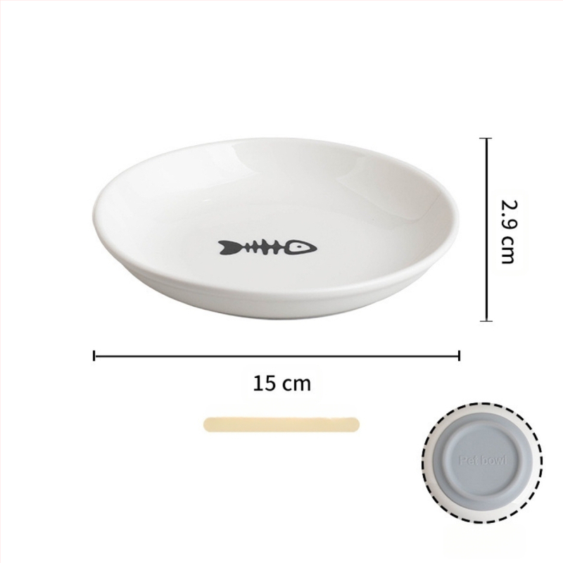 Keramička zdjela za mačke, prekogranična oprema za kućne ljubimce, silikonska neklizajuća keramička zdjela, zdjela za hranu za pse, zdjela za hranu za mačke s protukliznom površinom, zdjela za pse s ribljom kosti
