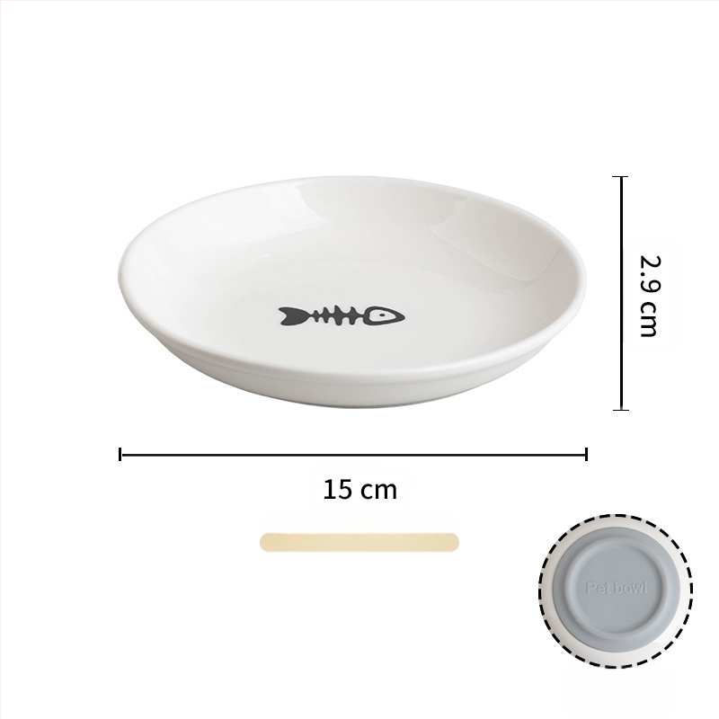 Keramička zdjela za mačke, prekogranična oprema za kućne ljubimce, silikonska neklizajuća keramička zdjela, zdjela za hranu za pse, zdjela za hranu za mačke s protukliznom površinom, zdjela za pse s ribljom kosti