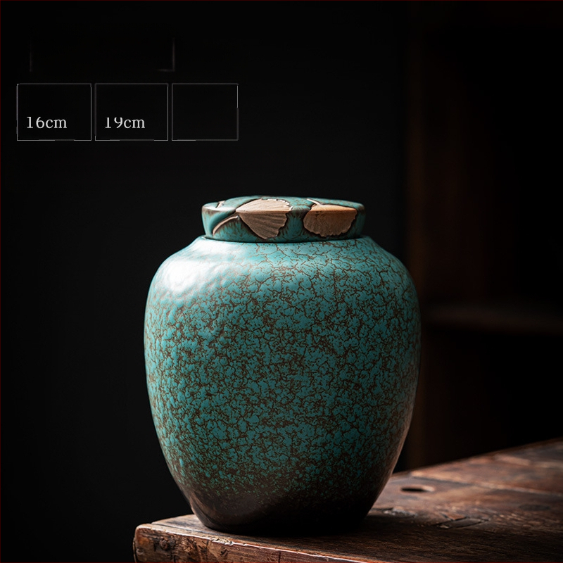 Keraminis buitinis didelis arbatos indelis sandariai uždarytas indelis vintažinis akmens masės drėgmei atsparus arbatos laikymo indelis arbatos pakavimo dėžutė pu`er arbatos dėžė