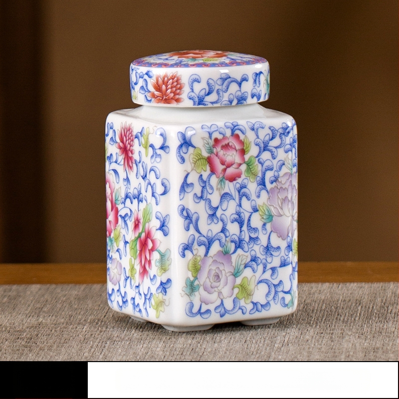 Keramikas maza izmēra tējas burciņa, noslēgta burciņa, mājsaimniecības tējas iepakojuma kaste, celadon tējas burciņas uzglabāšanas burciņa, vispārīga burciņa ar vāku