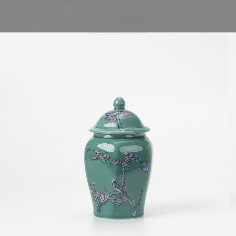 Keramikas maza izmēra tējas burciņa, noslēgta burciņa, mājsaimniecības tējas iepakojuma kaste, celadon tējas burciņas uzglabāšanas burciņa, vispārīga burciņa ar vāku