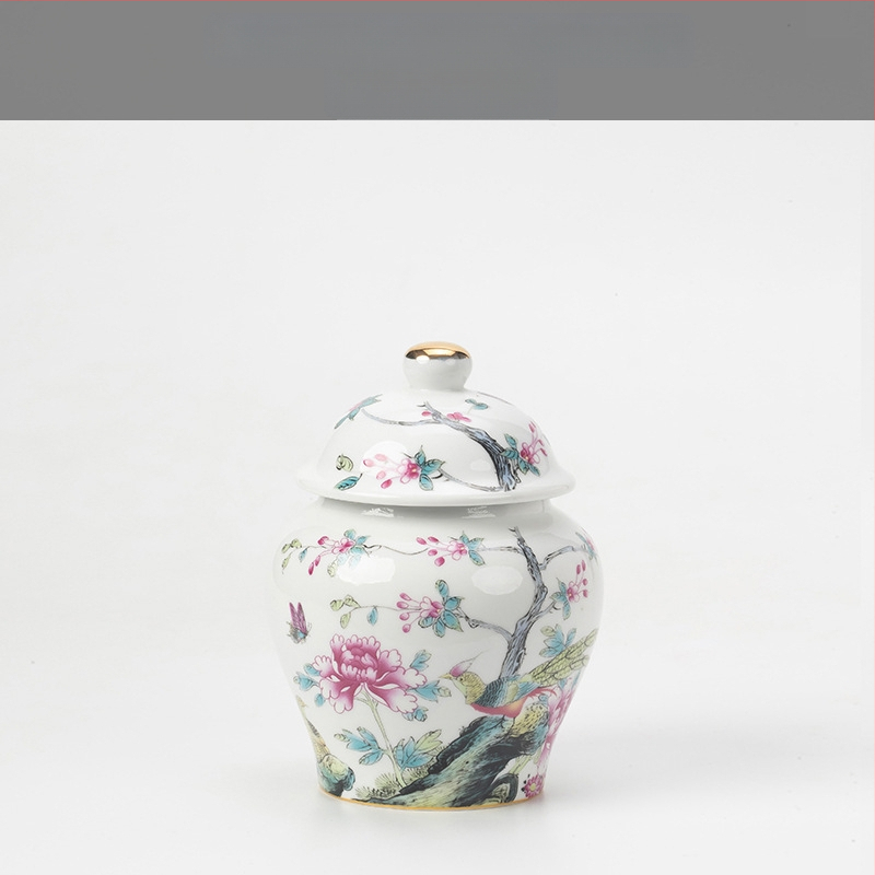 Keramikas maza izmēra tējas burciņa, noslēgta burciņa, mājsaimniecības tējas iepakojuma kaste, celadon tējas burciņas uzglabāšanas burciņa, vispārīga burciņa ar vāku