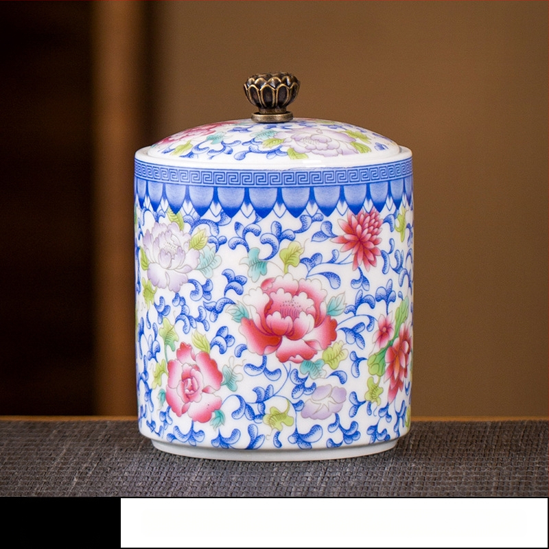 Keramikas maza izmēra tējas burciņa, noslēgta burciņa, mājsaimniecības tējas iepakojuma kaste, celadon tējas burciņas uzglabāšanas burciņa, vispārīga burciņa ar vāku