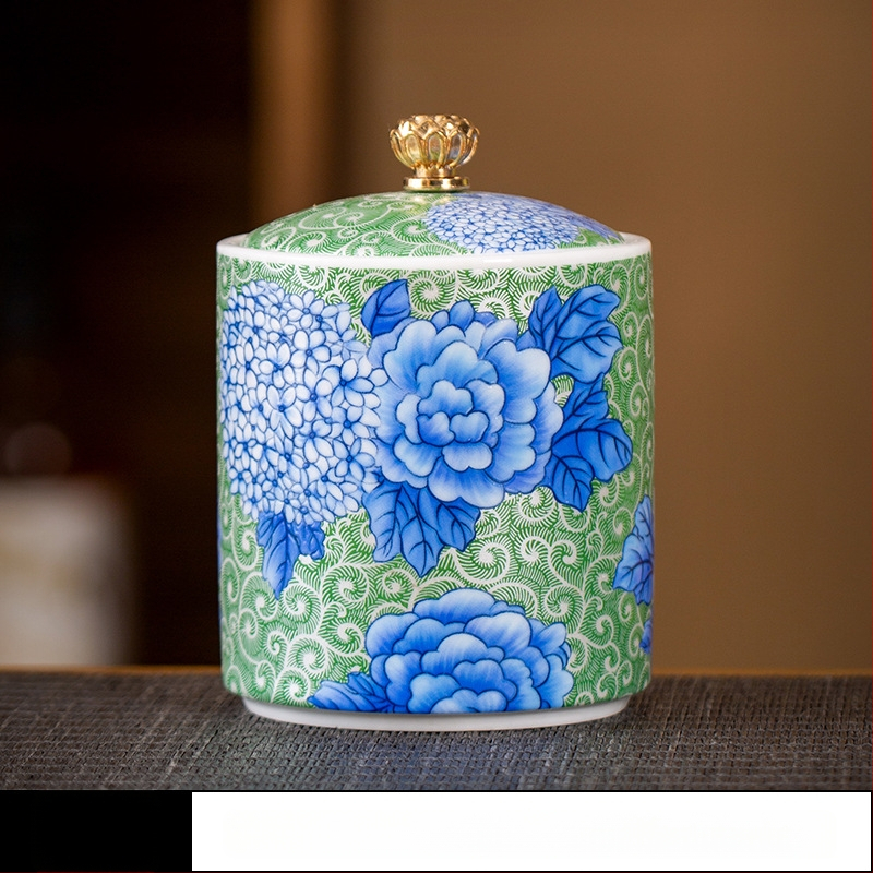 Keramikas maza izmēra tējas burciņa, noslēgta burciņa, mājsaimniecības tējas iepakojuma kaste, celadon tējas burciņas uzglabāšanas burciņa, vispārīga burciņa ar vāku