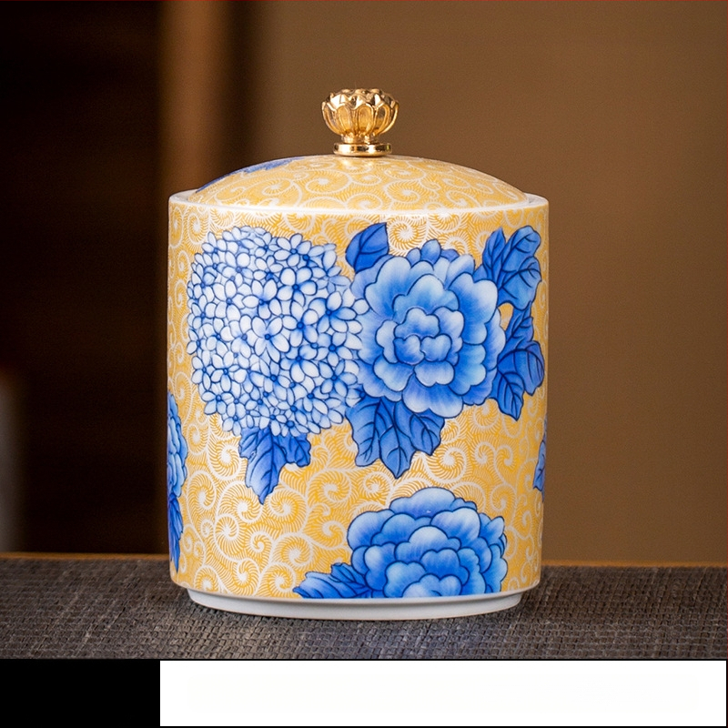 Keramikas maza izmēra tējas burciņa, noslēgta burciņa, mājsaimniecības tējas iepakojuma kaste, celadon tējas burciņas uzglabāšanas burciņa, vispārīga burciņa ar vāku