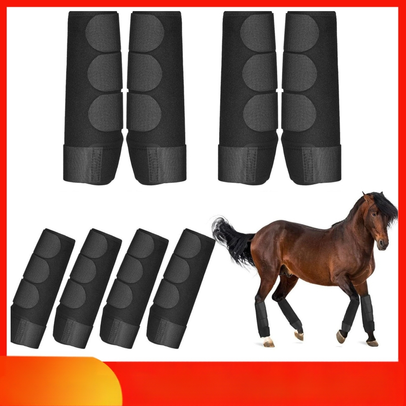 Kõrge elastsusega sukeldumismaterjalist kangas, pehme lööke neelav kokkupõrkevastane rakmete jalakaitsmetega hobuserihmad, elastne sall, ühe hobuse vest õues kasutamiseks