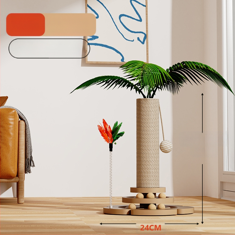 Természetes szizál függőleges kókuszlé kókuszfa mászóka állvány macska mászóka állvány macska kapaszkodó oszlop macska ugró platform macskafa macskajáték kisállat-kellékek