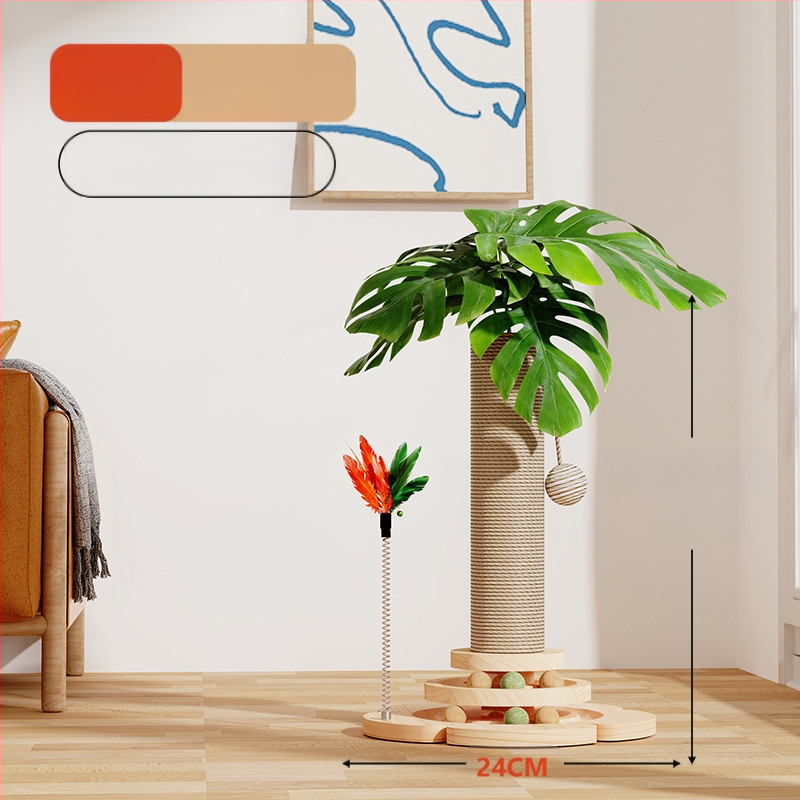 Természetes szizál függőleges kókuszlé kókuszfa mászóka állvány macska mászóka állvány macska kapaszkodó oszlop macska ugró platform macskafa macskajáték kisállat-kellékek