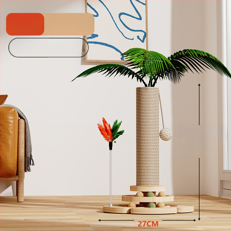 Természetes szizál függőleges kókuszlé kókuszfa mászóka állvány macska mászóka állvány macska kapaszkodó oszlop macska ugró platform macskafa macskajáték kisállat-kellékek