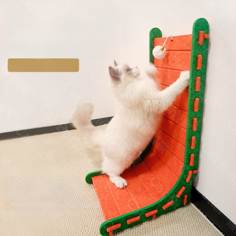 L-típusú függőleges macskakaparódeszka filc macskafészek integrált kopásálló, morzsamentes macskakarom-csiszolásos műtárgy extra nagy macskakaromdeszka