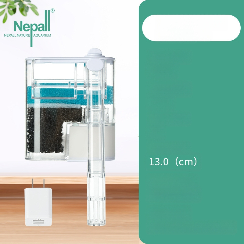 Nepalo akvariumo filtras, mažas, cirkuliacinis siurblys, trijų viename, vandens valymo krioklys, deguonies didinimo, tylus, buitinis, montuojamas ant sienos