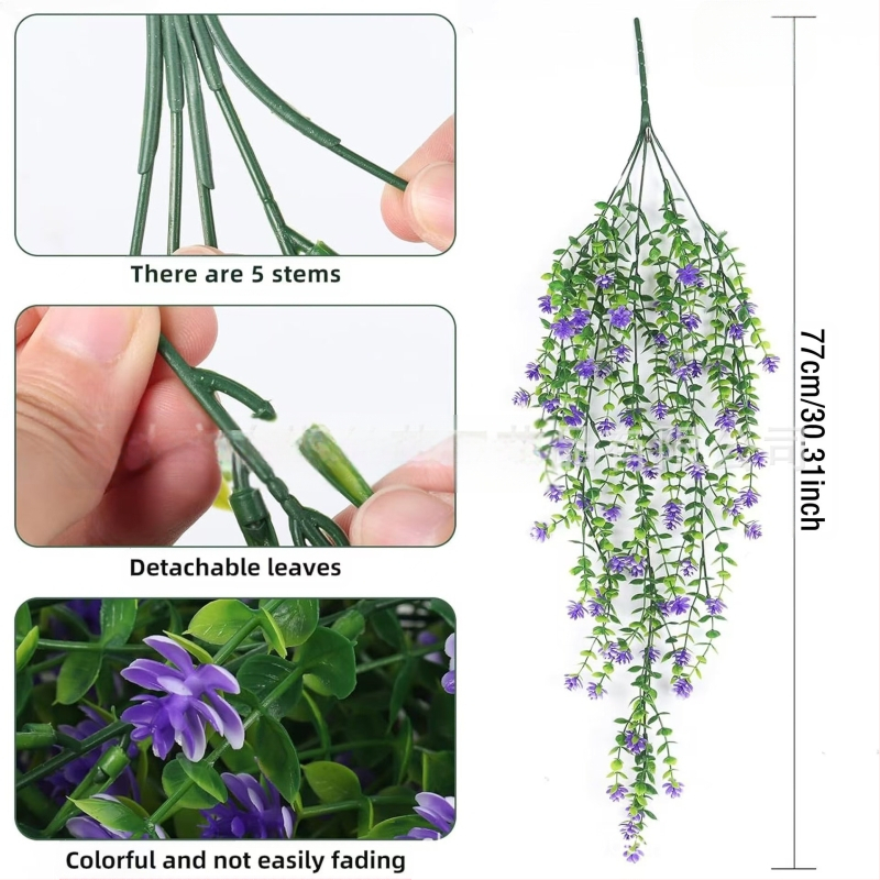 Tarpvalstybinė žalių augalų sieninė dekoracija, eukalipto, kamelijos, vynmedžio, eukalipto lapo, rotango, kabanti gėlių dekoracija