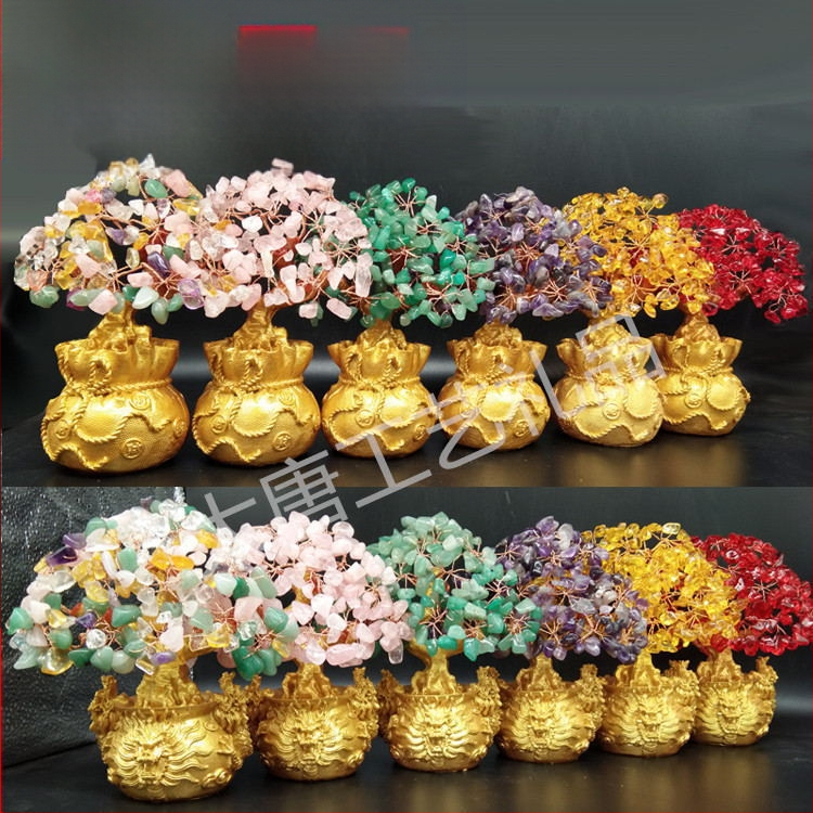 Άμεση χονδρική πώληση από φυσικό κρύσταλλο, δέντρο τύχης, τσάντα χρημάτων, δέντρο τύχης, στολίδια δώρου για επιχειρήσεις, χειροτεχνία,