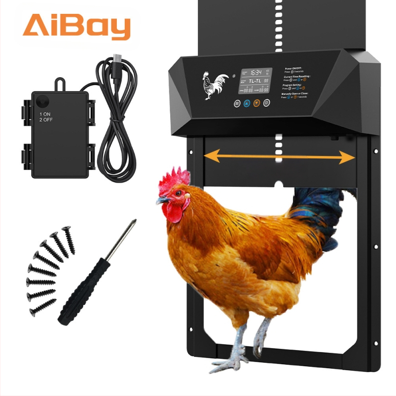 Suuremõõtmeline piiriülene intelligentne elektriline kanamaja uks, valgustundlik, näpistamisvastane, veekindel, kuivakuga multifunktsionaalne loomalinnu uks