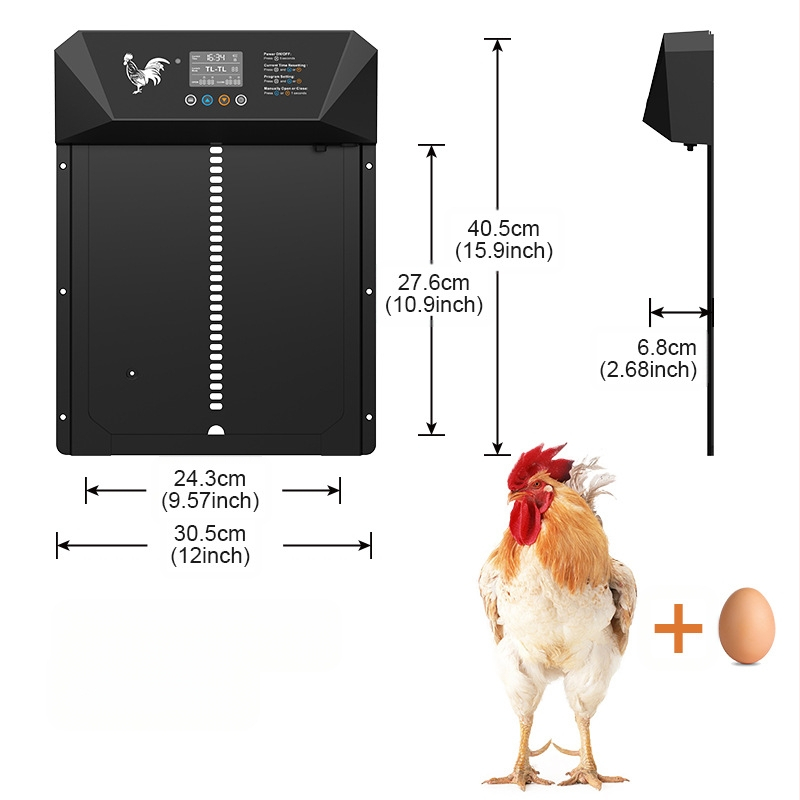 Suuremõõtmeline piiriülene intelligentne elektriline kanamaja uks, valgustundlik, näpistamisvastane, veekindel, kuivakuga multifunktsionaalne loomalinnu uks
