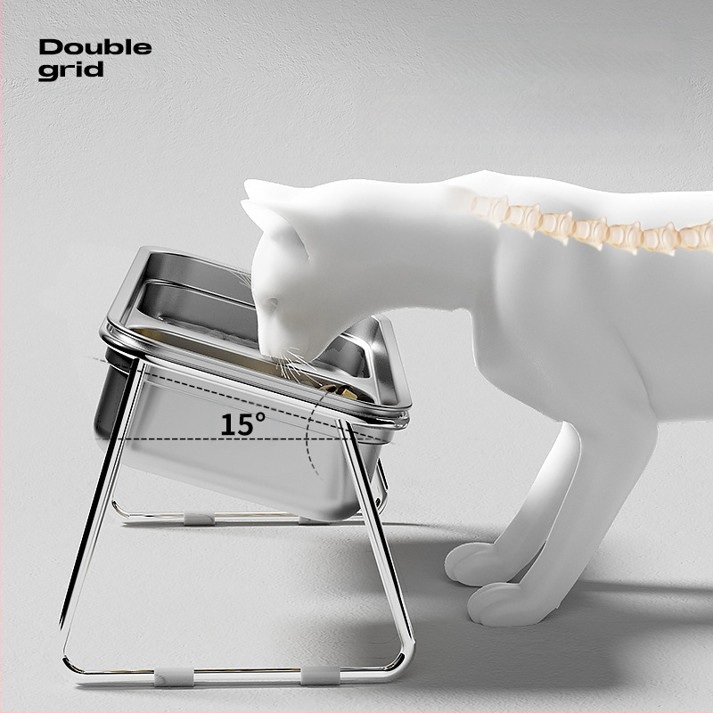 Zdjela za mačke, posuda za mačju hranu, dvostruka zdjela od nehrđajućeg čelika, zdjela za kućne ljubimce s nedetonatorskom zaštitom, zdjela za mačju hranu, zdjela za piće, zdjela za hranu, zdjela za pse