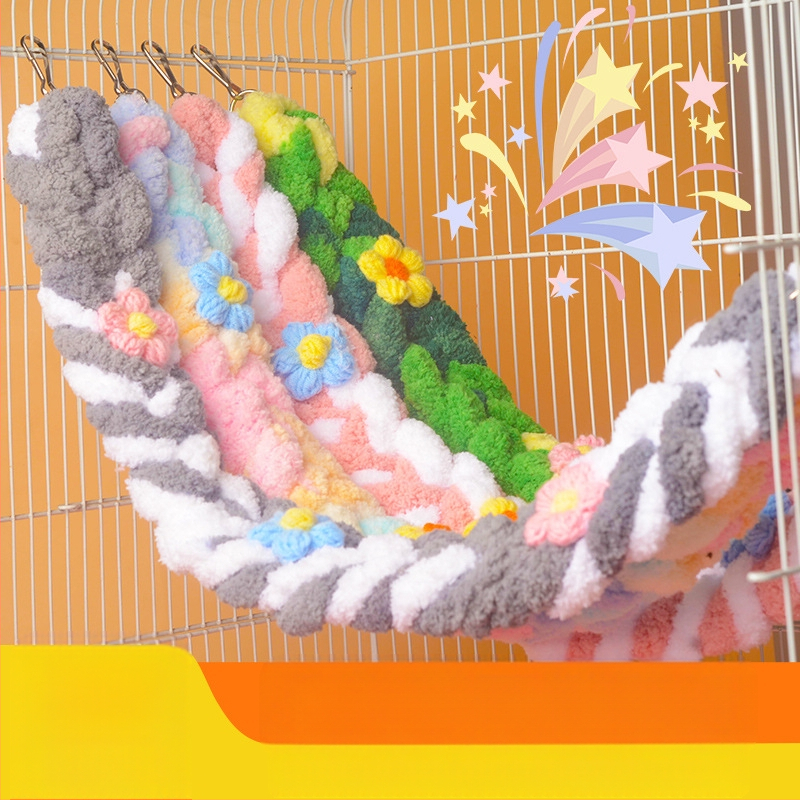 Vrecko s medom, lezecké lano, roztomilá hojdačka, lezecký rebrík, papagáj, vták, hračka, farebné bavlnené lano, škrečok, dekorácia, roztomilá