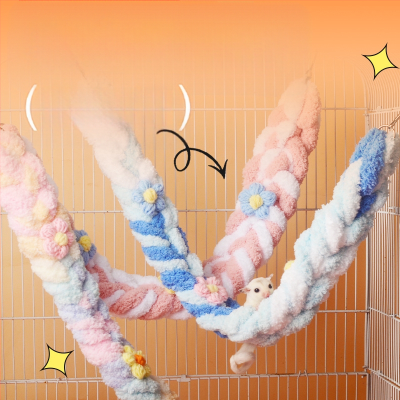 Vrecko s medom, lezecké lano, roztomilá hojdačka, lezecký rebrík, papagáj, vták, hračka, farebné bavlnené lano, škrečok, dekorácia, roztomilá