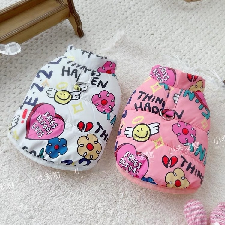 Odjeća za kućne ljubimce za pse, jesenska i zimska odjeća, plišani medvjedić i mačka, podstavljeni topli pamučni kaput, zimski šareni pamučni prsluk