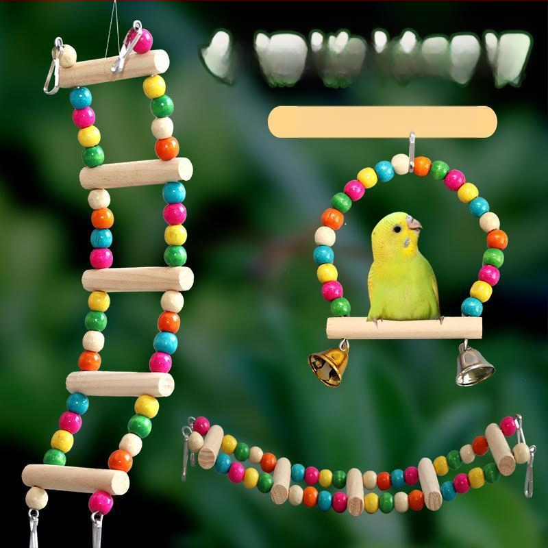 Papagáj madárjáték ketrec hinta szivárványhíd határokon átnyúló papagáj játék kombinációs készlet madárkellékek