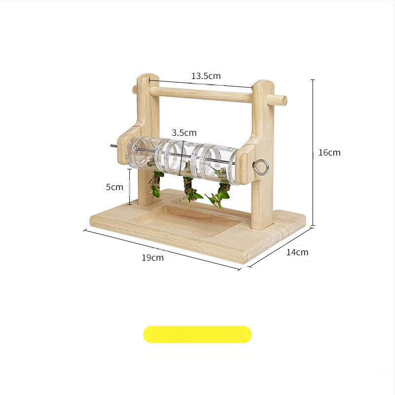 Stanica za hranjenje papiga od punog drva, stalak za brušenje kandži, brušenje kljuna, otporan na ugriz, štap za stanicu, akrilna prozirna kutija za hranu, zabavna igračka za papige