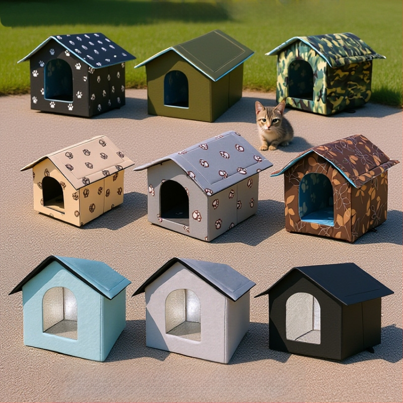 Kućica za mačke preko granice, vanjska vodootporna kućica za mačke i pse, kućica za kućne ljubimce, uklonjiva i periva vila za mačke, topla kućica za mačke i pse zimi