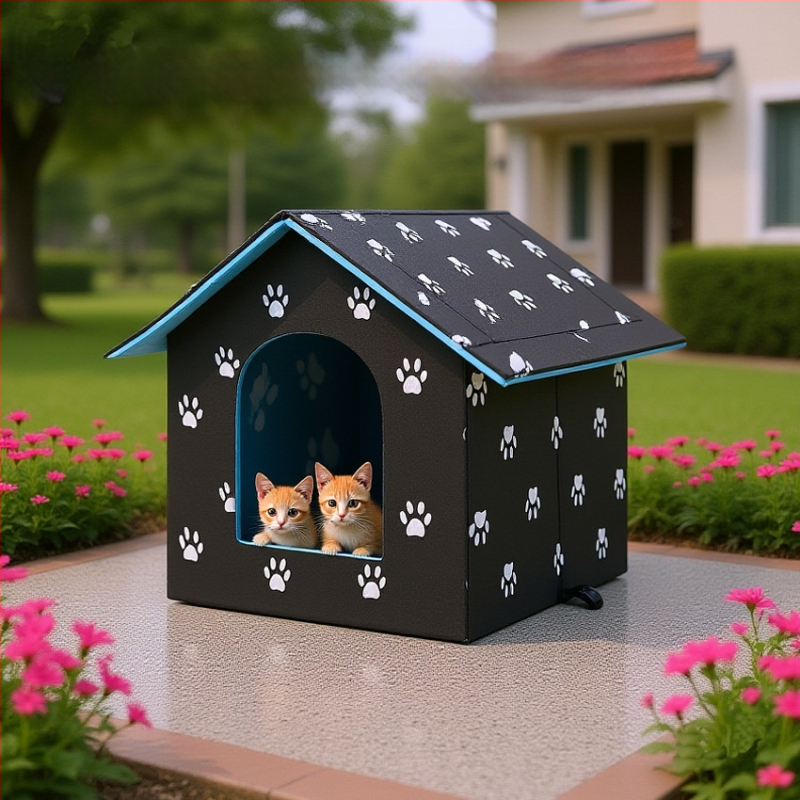 Kućica za mačke preko granice, vanjska vodootporna kućica za mačke i pse, kućica za kućne ljubimce, uklonjiva i periva vila za mačke, topla kućica za mačke i pse zimi