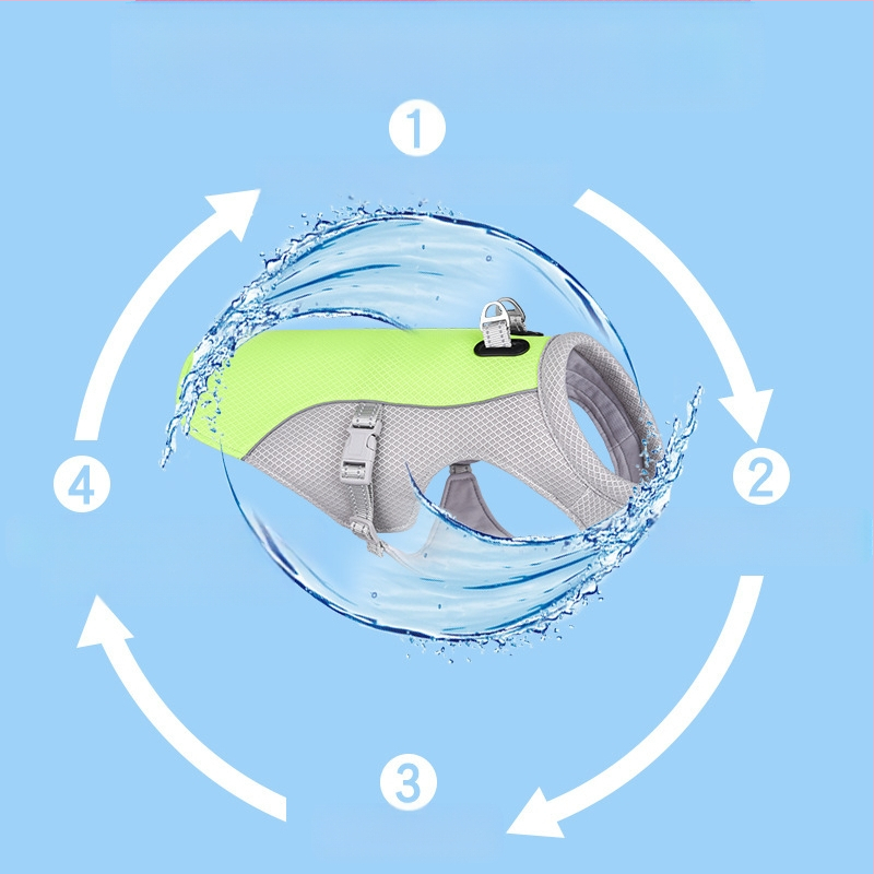 Домашни любимци хладни дрехи лятна охлаждаща жилетка за котки и кучета трансгранична нова превенция на топлинен удар дишащи охлаждащи дрехи за кучета метод кофа