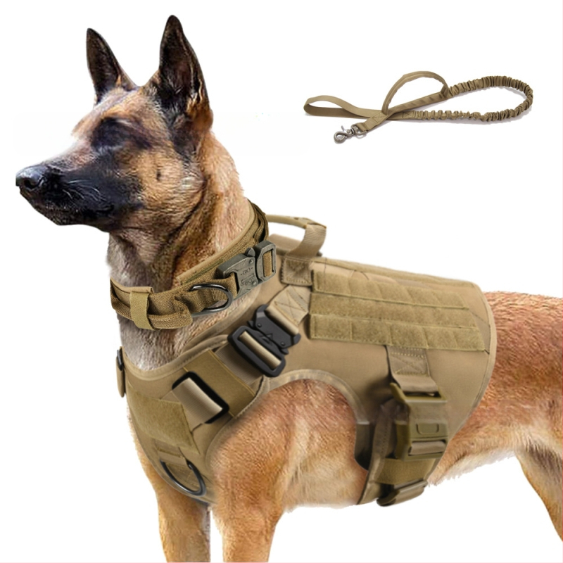 Тактическа каишка от найлон за голямо куче, регулируема водоустойчива жилетка за кучета за домашни любимци, тактически нашийник за гръб