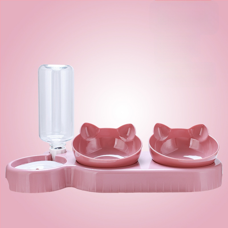 Pisică bol hrană pentru pisici oală dublă bol protecție coloană cervicală bol de băut automat anti-răsturnare pisică hrană oală oală câini animale de companie provizii