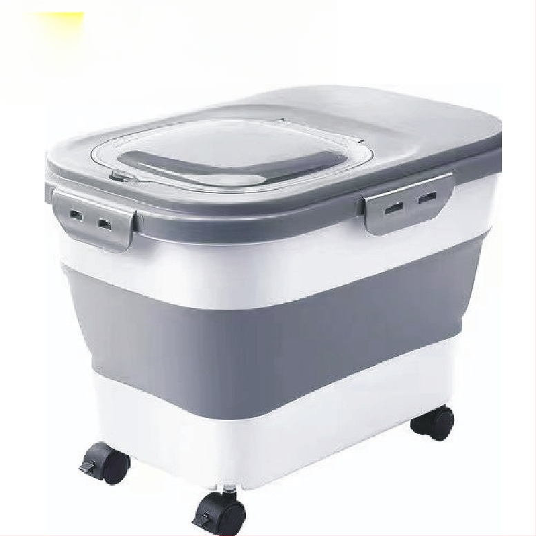 Naminių gyvūnėlių ėdalo kibiras, atsparus drėgmei ir vabzdžiams, sandarus didelės talpos grūdų laikymo kibiras, sulankstomas ryžių kibiras, miltų grūdų laikymo kibiras