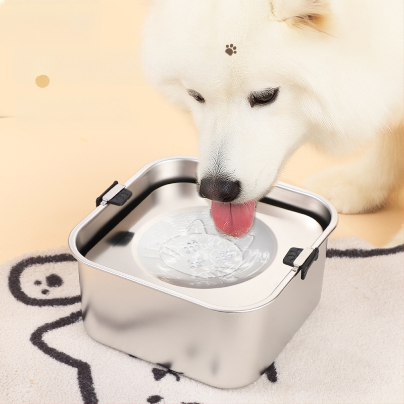Bol pentru câini din oțel inoxidabil, bol suspendat, bol plutitor pătrat, bazin pentru câini, capacitate mare, apă potabilă, anti-șoc, bol pentru animale de companie, ustensile de băut