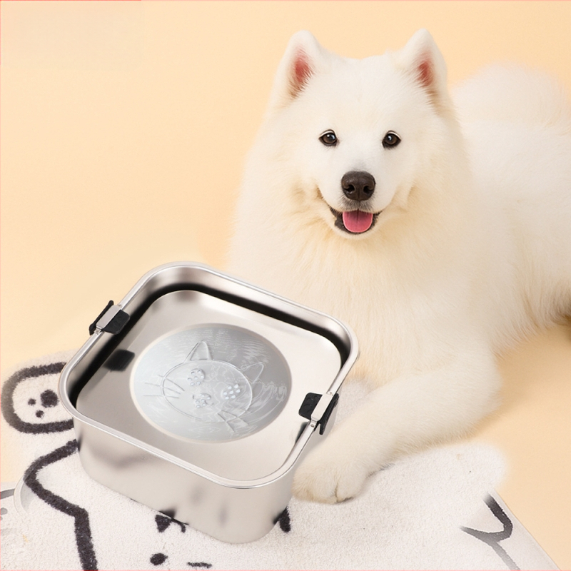 Bol pentru câini din oțel inoxidabil, bol suspendat, bol plutitor pătrat, bazin pentru câini, capacitate mare, apă potabilă, anti-șoc, bol pentru animale de companie, ustensile de băut