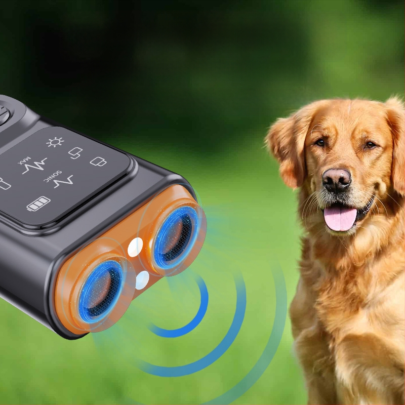 Ultraheli kahepeaga koeratõrjevahend kaasaskantav koerarada ekraaniga, haukumise peatamise valgustusega, vilkuv tuli, koerahammustuse vastane koeratõrjevahend, artefakt