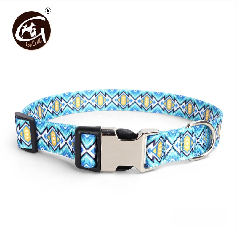 Tvornička opskrba digitalnim tiskom ogrlica za kućne ljubimce zadebljana ogrlica s polumetalnom kopčom za prijenos topline, prekogranična, vruća prodavana ogrlica za pse